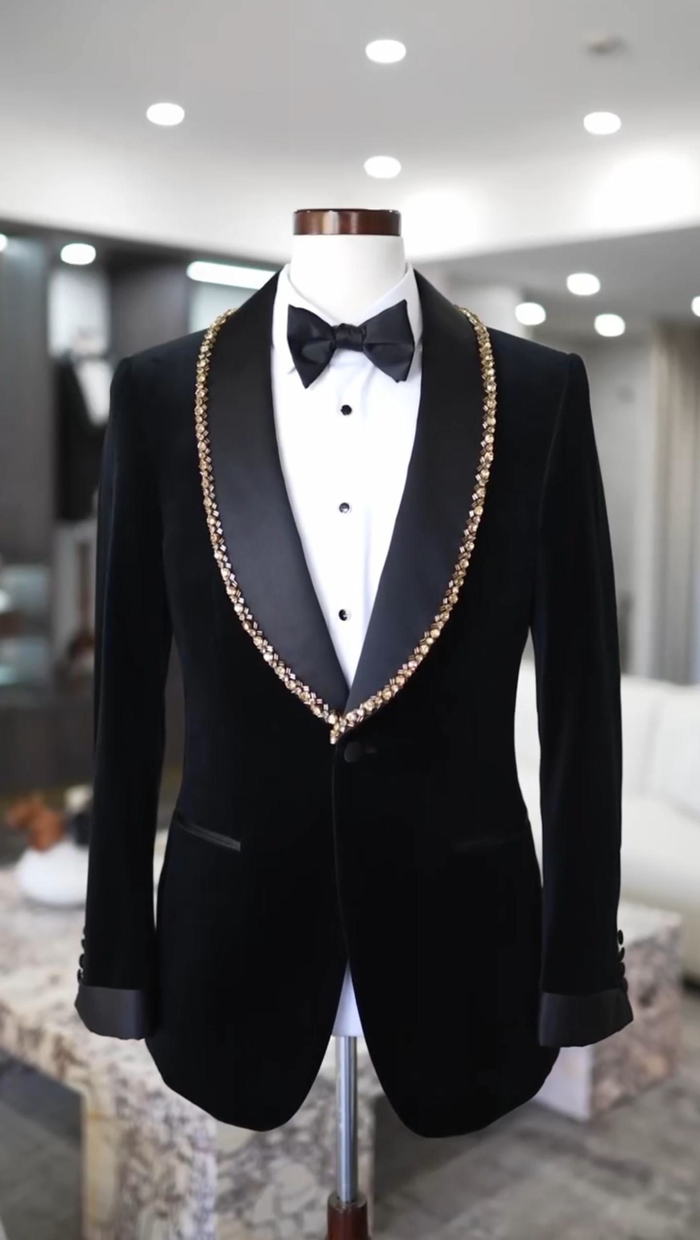 Golden Gala Black Velvet Tuxedo - Luxury Men's Formal Wear