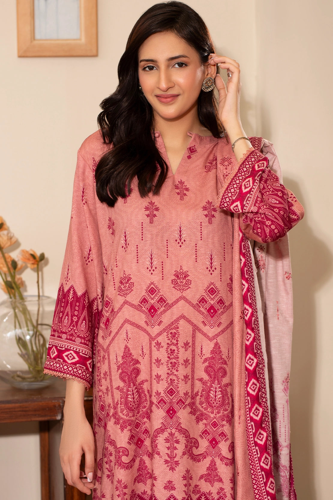 Rosewood Embroidered Karandi 3-Piece Unstitched Suit